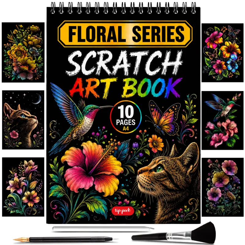Scratch Art Book for Adults - Colorful Floral Series Scratch Art | Scratch Painting Foil Art for Adults | Scratch and Sketch Floral Series Books | Foil Engraving Art (Floral Series)
