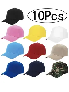 10Pcs-Men's Baseball Cap Hard Top All-Season Camo Hat, Sporty Loose-Fitting Sun Hat for Daily Use, Unisex Casual Fashion Accessory