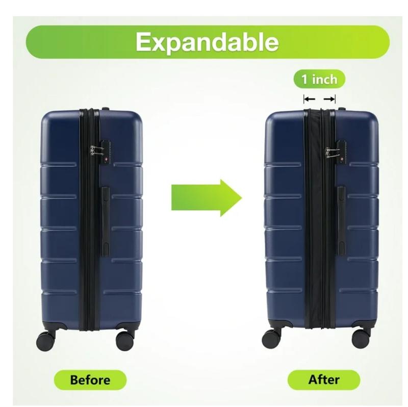 Set of 3 Hardside Luggage, Expandable Rolling Luggage with TSA Lock and Spinner Wheels, Blue