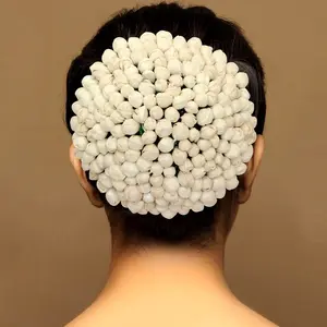 FULL Indian Mogra Gajra with Tie Strings for Hair Bun Flower Accessory White Synthetic Hair Accessory for Weddings and Special Occasions
