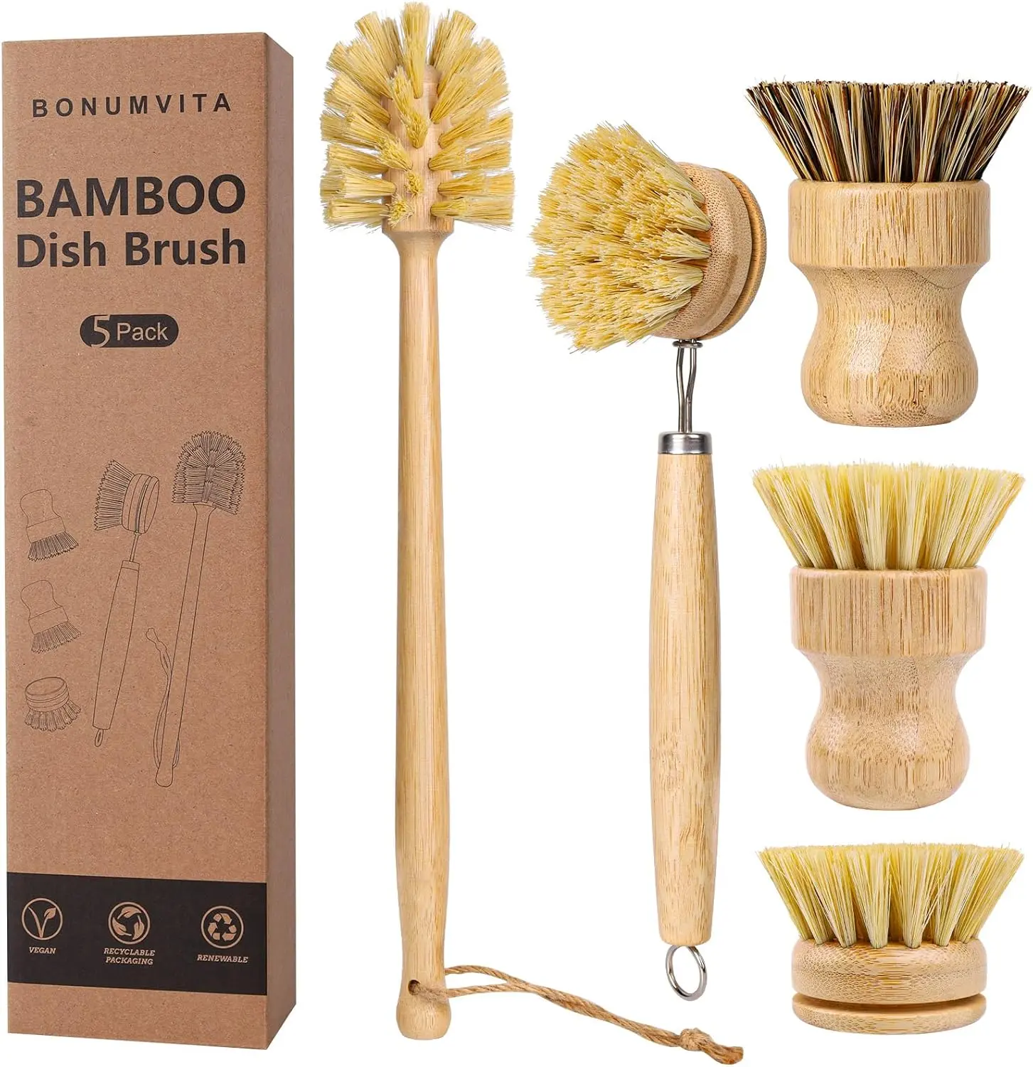 Bamboo Sponges - Disinfectable Multi-Use Home Care Tool for Kitchen Cleaning, Household Surface Upkeep