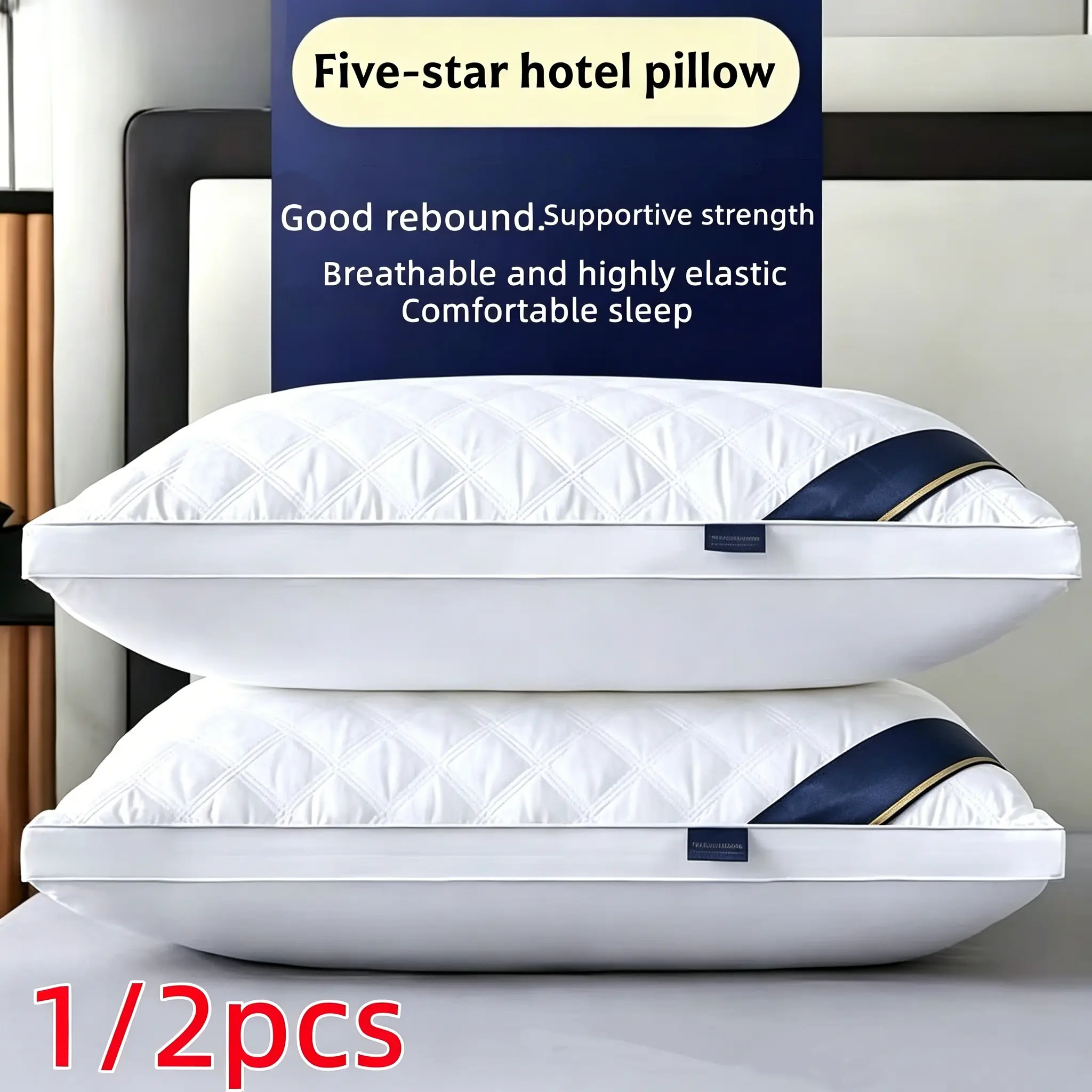 1-2 Pcs Ergonomic Cool Massage Neck Pillow - Airy Polyester Fiber Flat Weave Core, Breathable Adult Home Sleep Aid Neck Support, Hand Wash Only Bedding Gift Pillow Insert