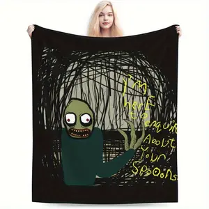 Salad Fingers cartoon theme character print flannel blanket, soft and warm, suitable for sofa, bedroom, office in all seasons