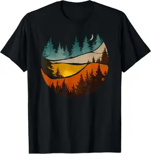 Trees Nature Mountains Adventure Outdoor Wildlife Forest T-Shirt Pure Cotton Graphic Tees Menswear Top: Gifts for Men & Women