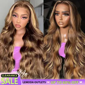 【Clearance Sales】Lemoda Outlet Flash Deal Straight/Body Wave Highlight Human Hair Lace Front Wigs 13x4/13X6 Ombre 4/27 Lace Frontal Wig 12A 180% Density Virgin Human Hair Wigs Pre Plucked