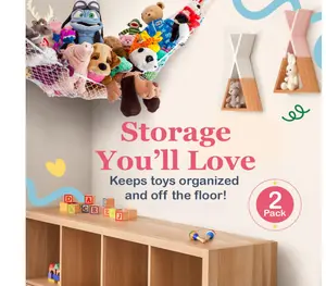 Stuffed Animal Hammock 2 Pack | Corner Stuffed Animal Storage & Plushie Net | Toy Hammock for Stuffed Animals | Holds 12lbs | Easy Hang, All Hardware Included | White Bedroom Decor | by Lilly's Love