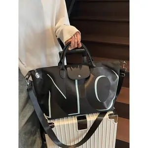 Fashion Large Capacity Travel Bag, Letter Pattern Tote Bag, Casual Versatile Zipper Shoulder Bag, Travel Bag for Women & Men, Travel Duffel Bag