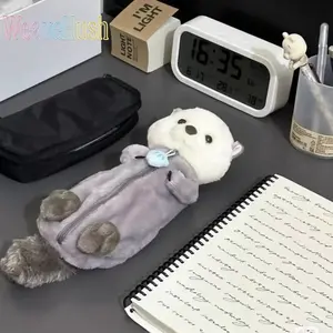 Creative Plush Doll Pencil Bag, high-value soft cute healing stationery storage pouch, fluffy decompression doll design, portable multi-purpose stationery bag, stylish and cozy for school, daily study, office use and lovely gift giving.