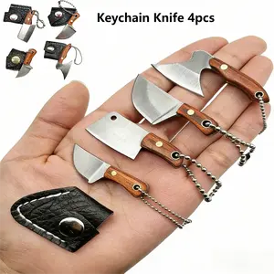 Mini Pocket Knife Set 4PCS, EDC Pocket Knife, Utility Knife, Folding Keychain Knife, Box Cutter, Package Opener, Ultra Compact Lightweight Camping Tool,Cool EDC Gadgets, Great Christmas Gift