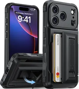 for iPhone 17 Pro max/Pro/Air Wallet Case [4-5 Card Holder] [RFID Blocking] [Full Camera Protection] [Kickstand] [Military Grade Protection] Shockproof Rugged iPhone Case for iPhone 17 Prom max/Pro/Air