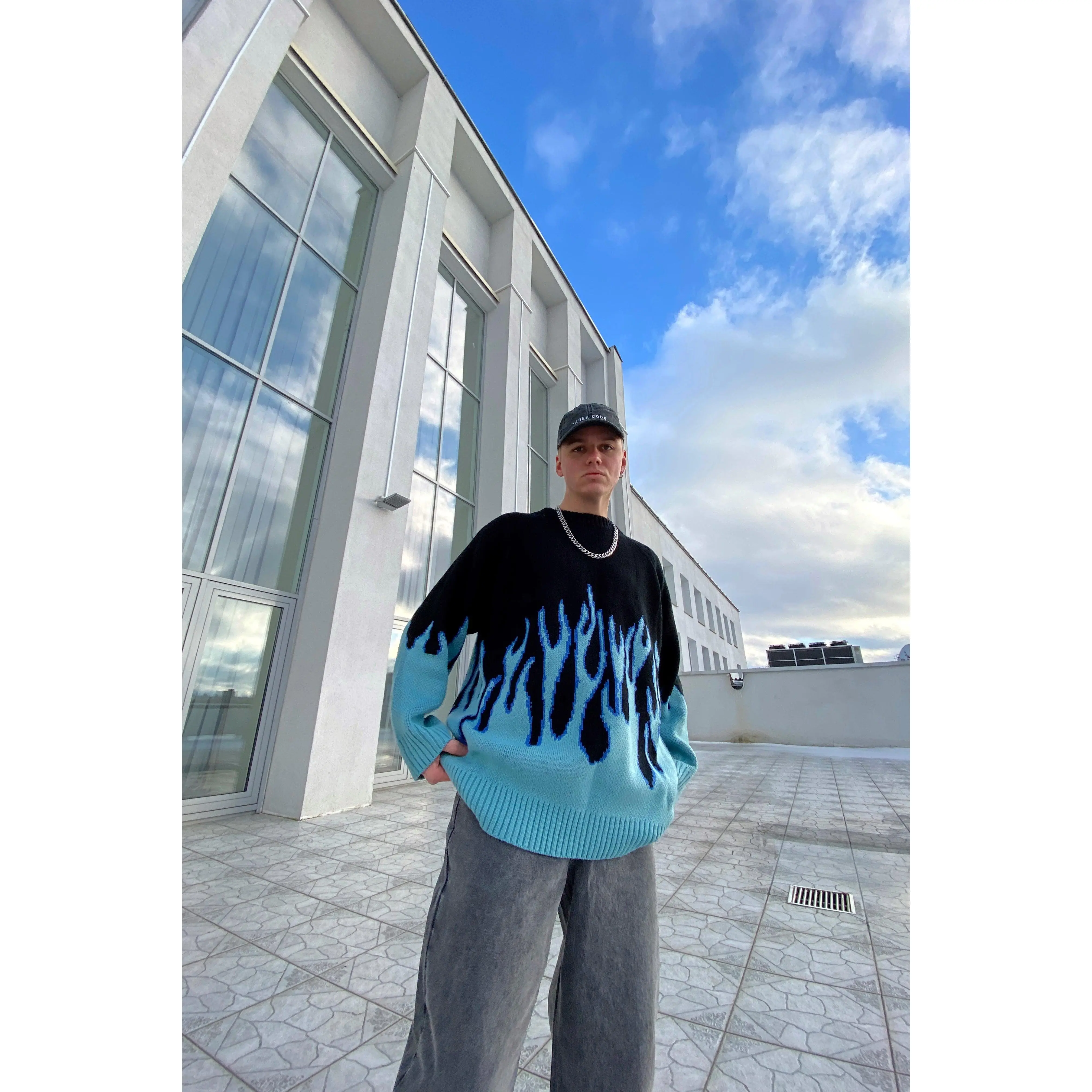 BLUE FLAME oversized sweater