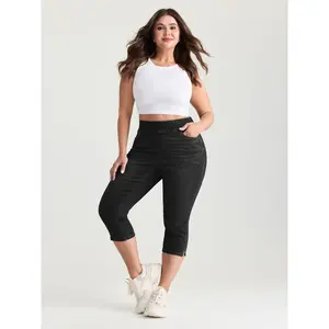 BLOOMCHIC Plus Size Pull-On Stretchy Waist Skinny-Fit Capri Jeans [M-6X]3516 Summer Vibes