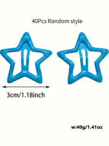 40pcs Star Shaped Hair Clips, Cute Colorful Playful Hair Accessories for Women & Girls, Minimalist Headwear Suitable for Thick Hair, Easy to Coordinate Fashion Hair Accessories for Party, Daily Clothing Decor, Hair Clip Set