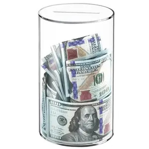 Clear Piggy Bank for Adults/Kids, Acrylic Unopenable Money Box for Cash Coin Saving, Must Break to Open, Money Saving Jar for Adults Boys Girls