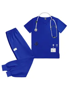 Two Piece Health Check-up Scrub Care Suit for Men Pharmacist Set Top and Jogging Pants Doctor's Work Suit Set