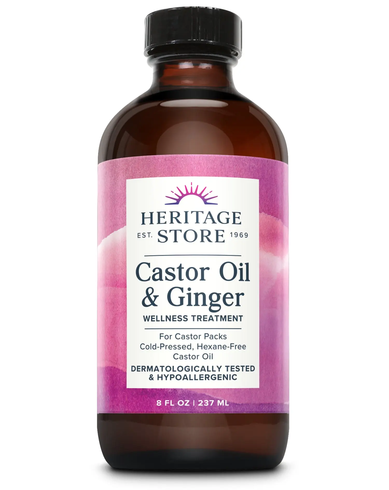 Heritage Store Bottled Skin-Softening Body Oil with Castor Oil & Ginger, US Single Item Bath & Body Massage Solution, Ginger Body Oils