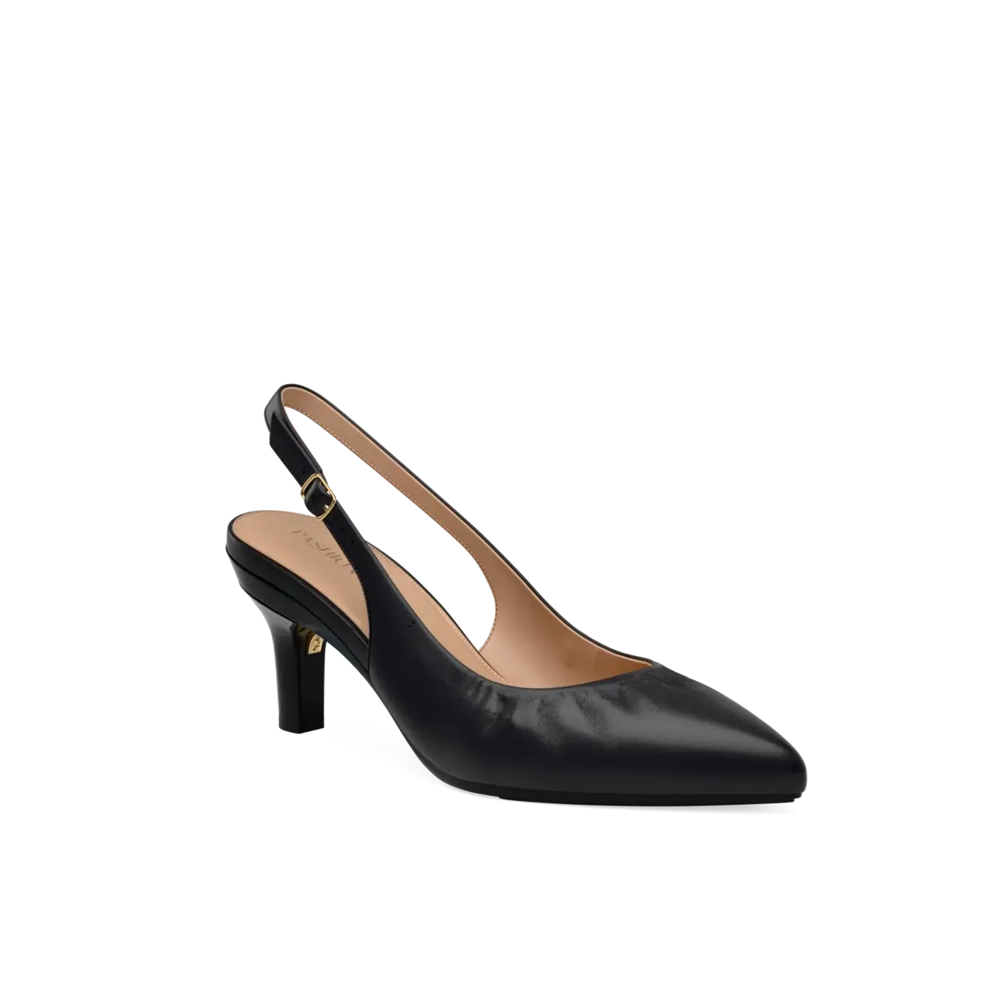 Slingback Buckle Pump - Coal Leather 3" Stiletto Slingback Buckle Pump - Coal Leather 3" Stiletto