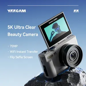 CCD digital camera, 75-megapixel flip-screen vlog camera, supports instant Wi-Fi transfer, portable point-and-shoot camera, beauty-enhancing selfie camera ideal for content creators, suitable for travel photography, beginners, teens, and adults