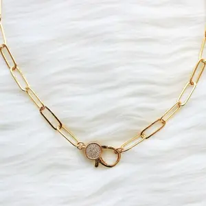 Large Paperclip Chain Necklace with Front Clasp