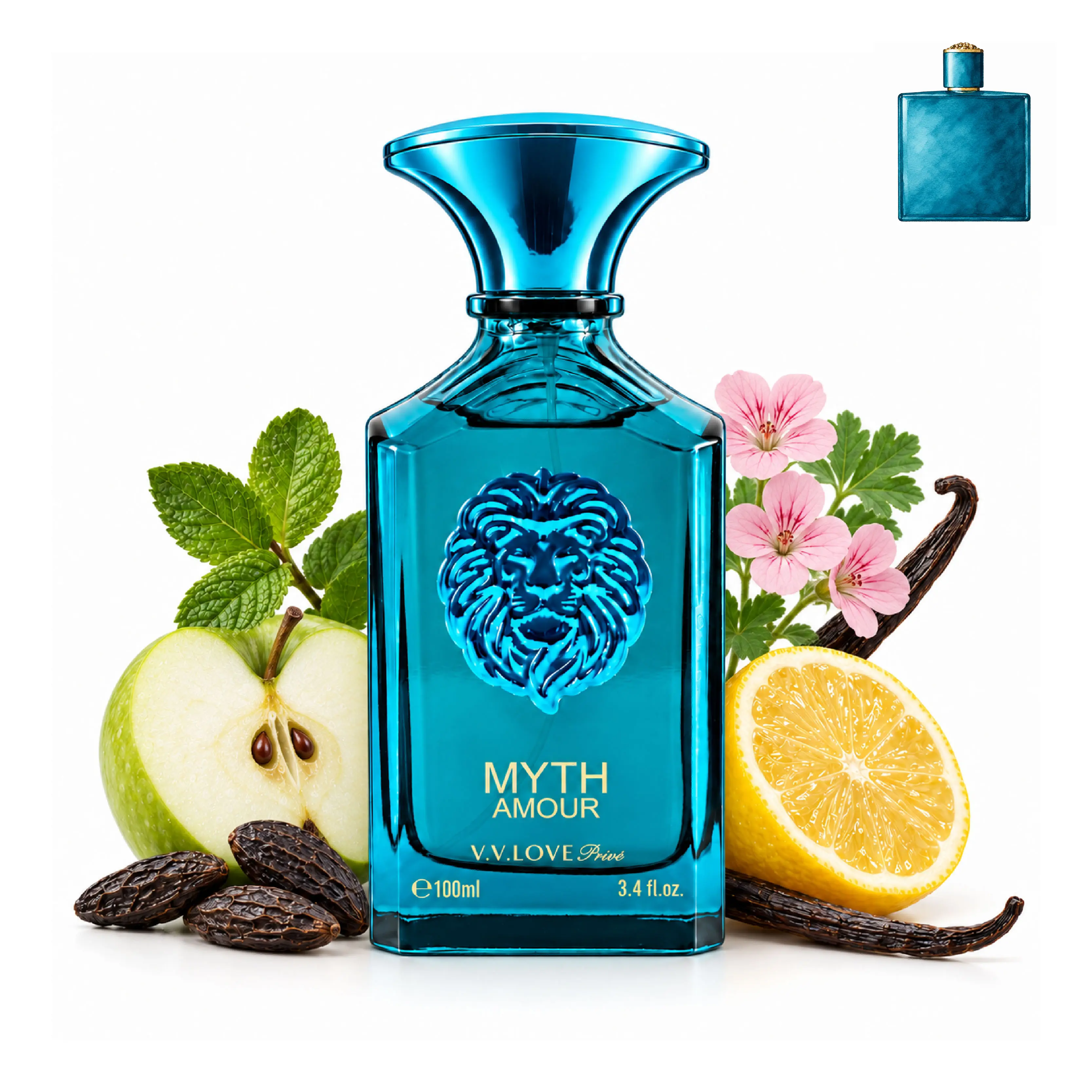MYTH AMOUR Cologne for Men | Fresh Mint Vanilla Scent | EDP 100ml | Mint,Apple,Lemon,Tonka Bean,Vanilla & Cedarwood | Daily Wear & Date Night