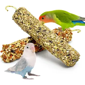 Fhiny Parakeet Treats, 2 PCS Natural Bird Crunch Sticks Grains & Vegetable Budgie Snacks Cockatiel Food Sticks Long-Lasting Chewing Toys for Parakeet Cockatiel Budgie Conure Parrot Lovebird Finch(Costume Sets)