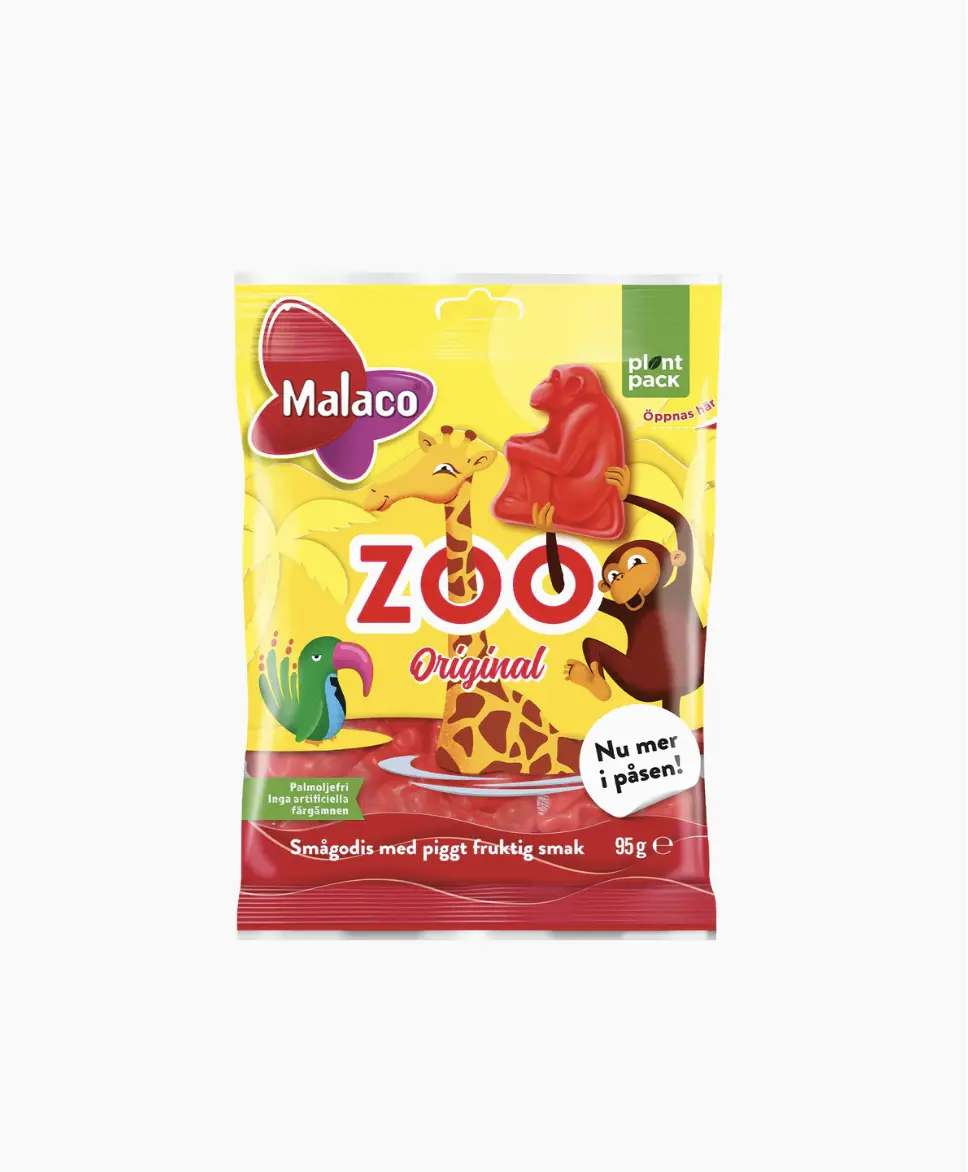 Malaco Zoo 95g Taste Chewy Gummy Swedish Shaped Soft Chewy Candy Chewy Gummy Sweets Eco Friendly Plant Based Packaging 1 Bags Bonbon Strawberry