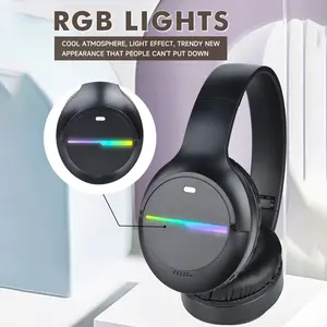 LEMISA Wireless Bluetooth 5.1 Headphones Over Ear Foldable LED Headset Stereo Noise Cancelling