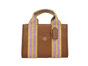 Pre-owned coach Leather, Straw Tote Bags Straw Web Smith 24 Tote Bag Women's Purse