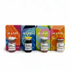 Set of 4 M LABS Facial Serums Variety Pack, Nacreous Glow Serum, Luminous Hydra Serum, Vital Age-Defying Serum, Salmon Silken Dew Serum, Assorted Facial Essence Collection, Each Bottle 5ml