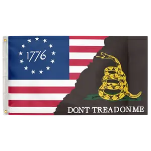Betsy Ross Black Gadsden 3'X5' Flag 100D Polyester (90cm x 150cm) DTOM (G19) RolFlags