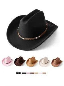 Classic Western Cowboy Felt Hat Unisex Fashion Vintage Denim Cap, Stylish Retro Fedora for Men and Women, Perfect for Casual Wear, All Seasons