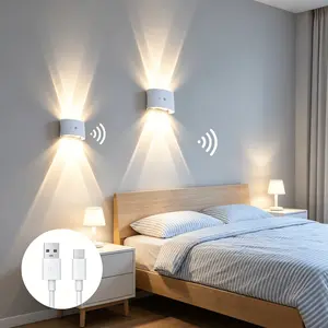 USB Rechargeable Night Light, Dual-Head LED Wall-Mounted Sensor Lamp, Adjustable 3 Colors, Ideal for Living Room, Bedroom, Hallway, Holiday Use