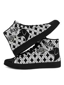 Men's Plus Size Halloween Unique Design High Top Sneakers, Pumpkin & Rose Design Casual Shoes, Halloween Party Comfortable All-Season Footwear, Trendy Street Style Halloween Shoes