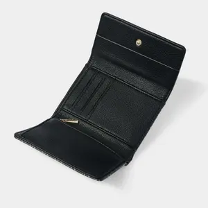 Katie Loxton Signature Purse - Black Vegan Leather Wallet with Zip Closure