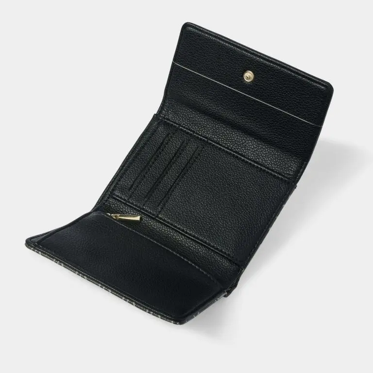 Katie Loxton Signature Purse - Black Vegan Leather Wallet with Zip Closure