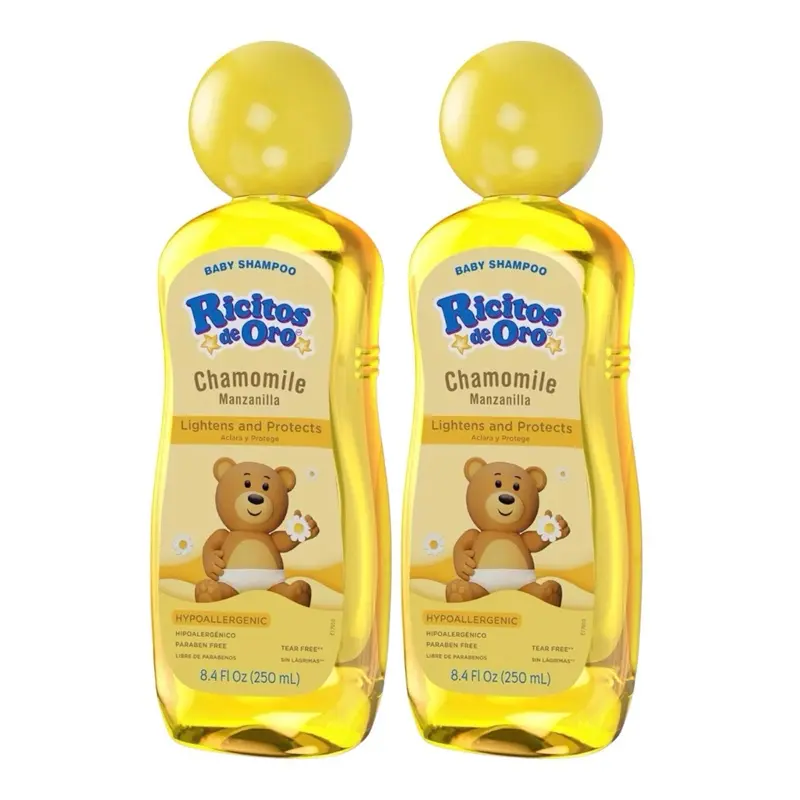 Ricitos de Oro Baby Shampoo with Chamomile – Gentle and Tear-Free Formula for Babies and Kids, Natural Lightening and Soft Conditioning Hair Care, Paraben-Free, Safe Daily Use, 8.4 fl oz, 2-Pack