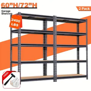 2400 pounds 5-story heavy-duty metal storage rack, heavy-duty 2-piece garage racking unit, adjustable shelves for garage, basement, warehouse, commercial/residential use - easy-to-assemble ground standing organizer, utility shelves, storage racks