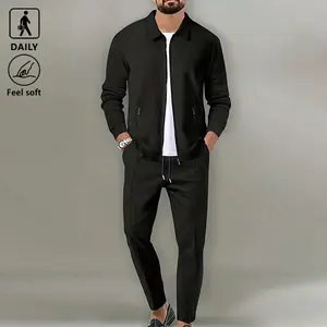 Men's Two-Piece Set, Minimalist Solid Color, Soft Fabric, Stylish Versatile Top Coat and Long Pants, Suitable for Daily Wear and Outdoor Leisure