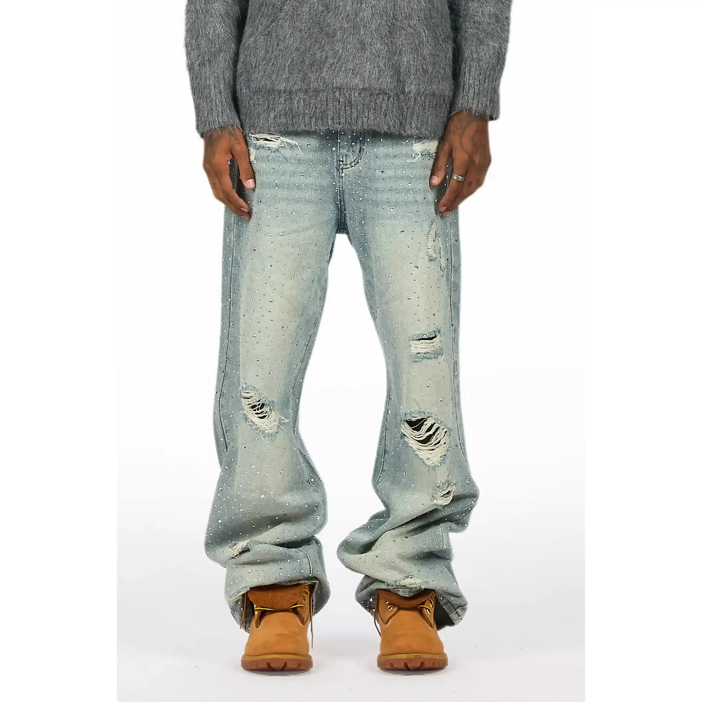 Discolite Rhinestone Light Blue Baggy Jean Discolite Rhinestone Light Blue Baggy Jean