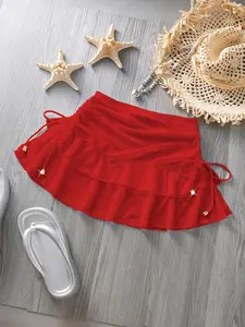 Ladies' swimsuit sexy and fashionable white swimsuit bottoms summer beach mesh pleated skirt