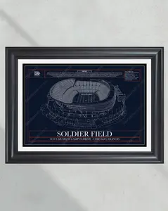 Chicago Bears Soldier Field Stadium Blueprint Football Print