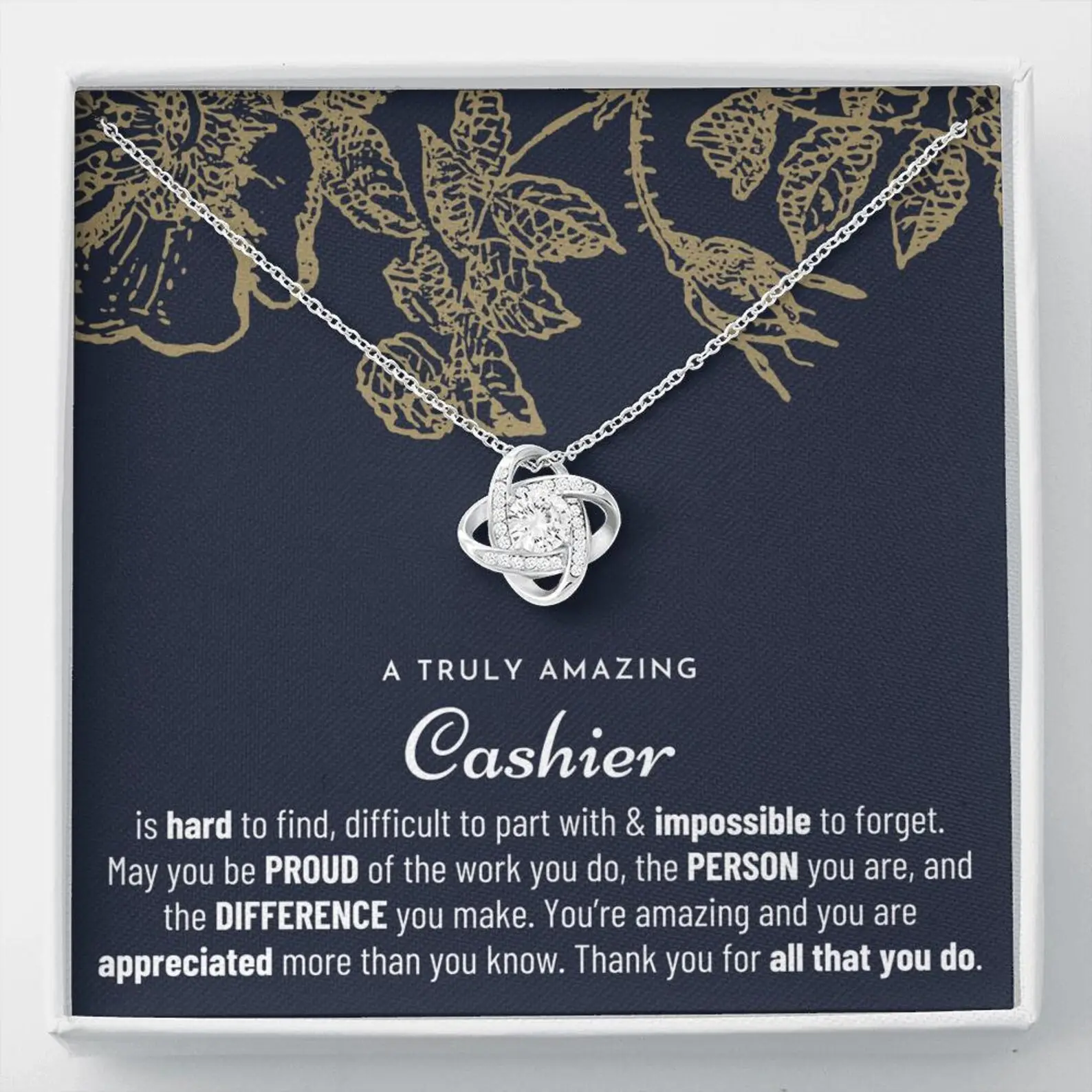 Gift For Female Casher, Casher Gift, Casher Appreciation Gift, Birthday, Love Knot Necklace