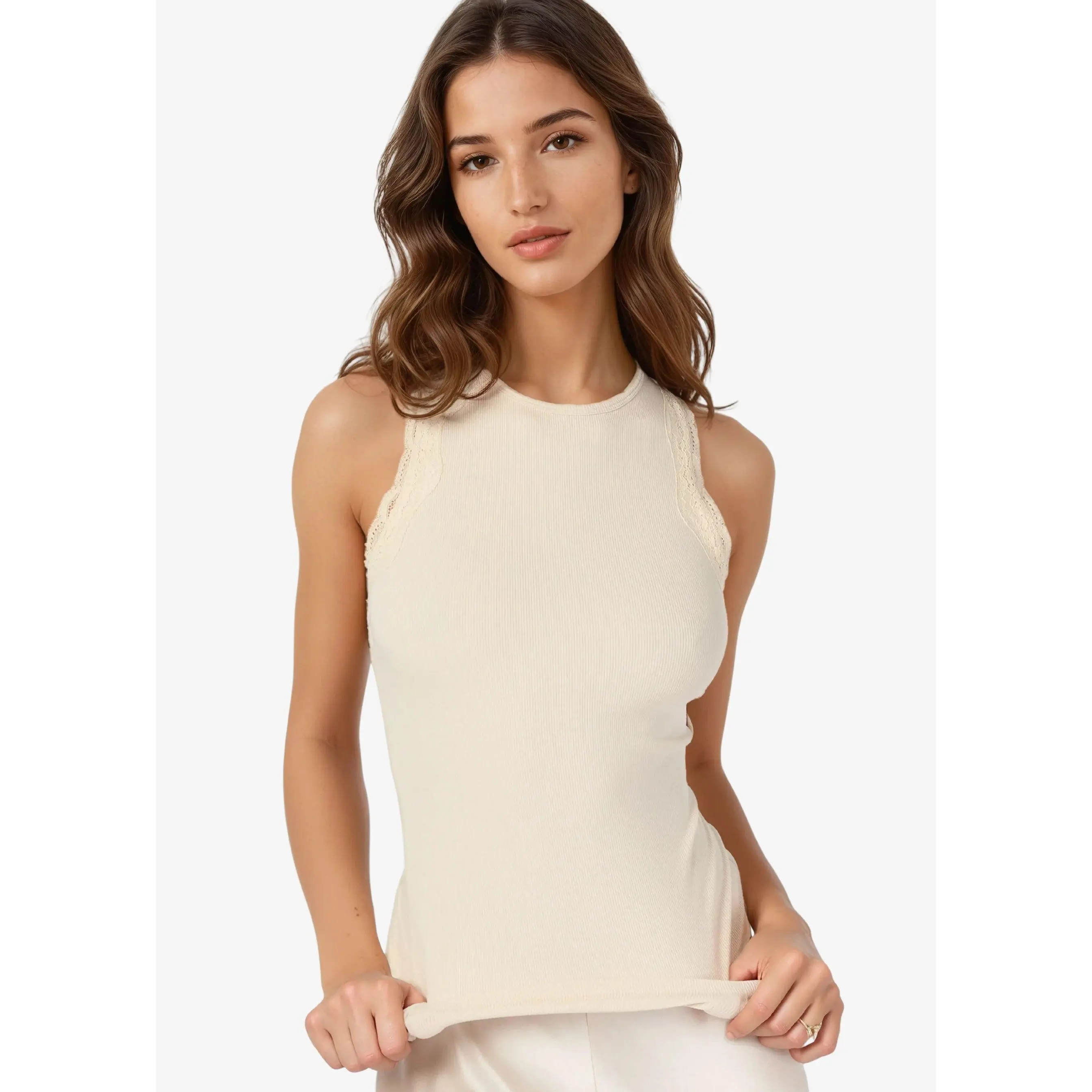 Rian Rib Knit Tank Bone