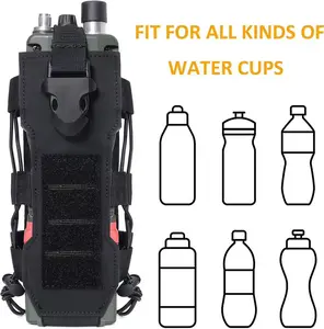 PLAS woven water bottle bag - outdoor climbing socket water bottle cover, walkie talkie bag, adjustable elastic water bottle bag with quick release buckle, suitable for hiking and backpacks