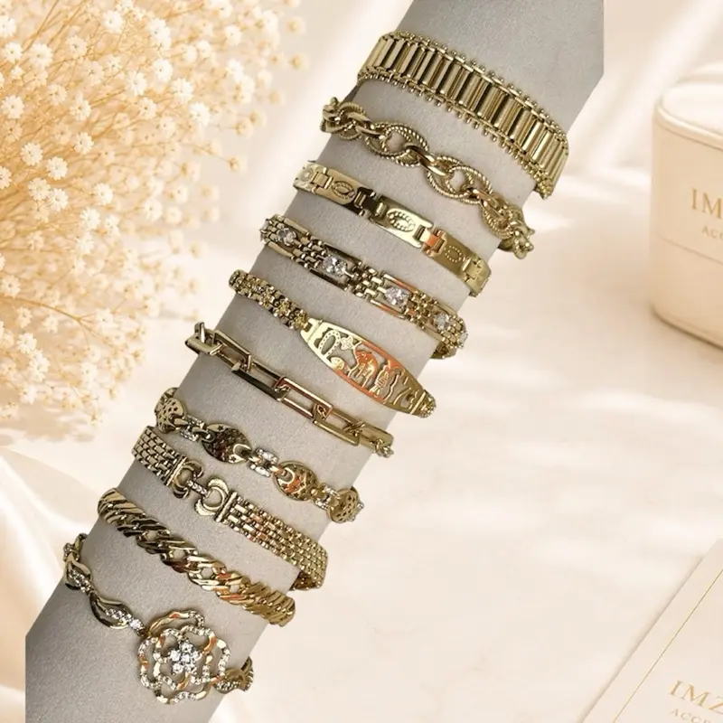 Female Fashionable Bracelet - Luxury Style Laminated Gold Jewelry Accessory, 7in Adjustable to 8in, Hypoallergenic, Chain & Link, Elegant Daily Wear, Budget-Friendly Costume Jewelry