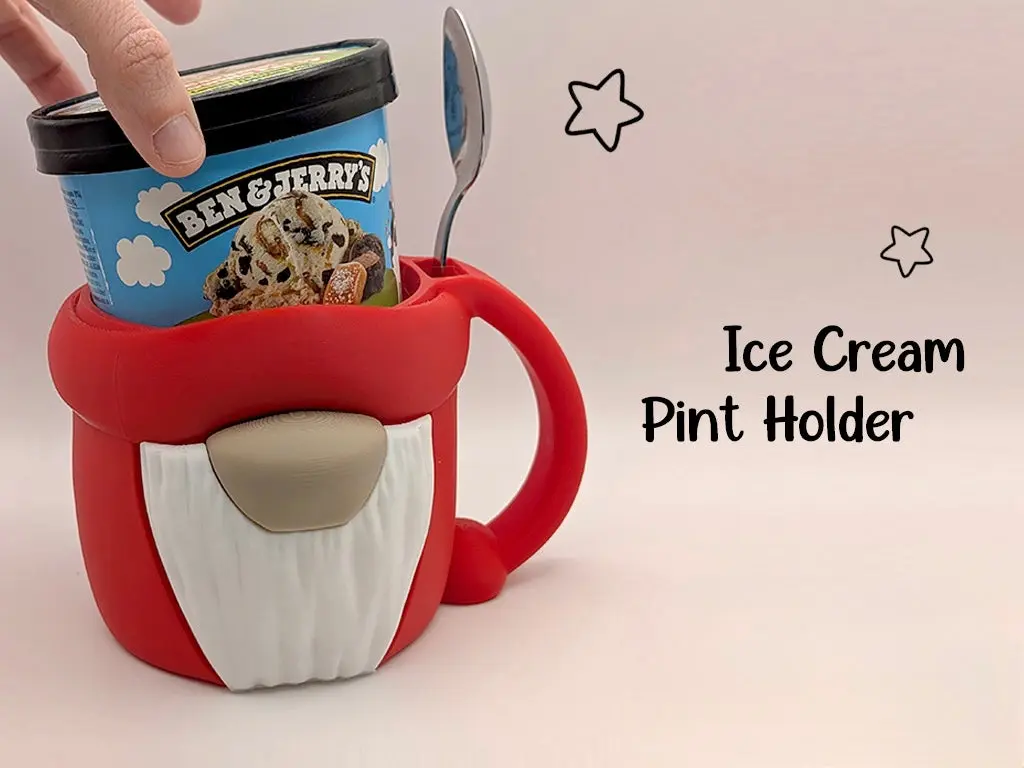 🧙♂️ Gnomie Homie Gnome – 3D Printed Ice Cream Pint Holder 🧙♂️ 🧙♂️ Gnomie Homie Gnome – 3D Printed Ice Cream Pint Holder 🧙♂️