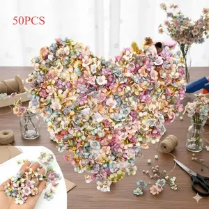 Multi-Color Mini Silk Flower DIY Kit, 50pcs Artificial Floral Wreath Accessories, Wedding Party Home Decor, Craft Supplies