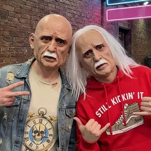 PATYGR Old Man Mask Realistic Full Head Halloween Costume Latex Material Beard Detailing Funny Cosplay Party Props