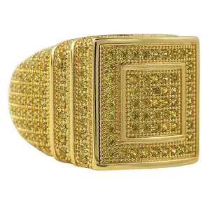 Unique Rings, Ice Stacked Lemonade CZ Micro Pave Iced Out Costume Jewelry Ring