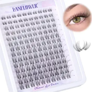 Natural Lash Clusters Clear Band Eyelash Clusters Wispy Individual Lashes C Curved Cluster Eyelash Extensions Invisible Band Cluster Lashes by Lanflower